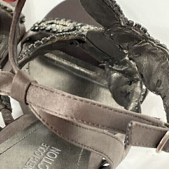 Kenneth Cole Reaction Women’s Size 8.5 M Beads and Jewels Pewter 4" Sandal heels - Picture 5 of 9